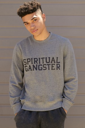 Heather Grey Spiritual Gangster Old School Sweatshirt | 4768-NZJBF